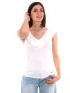 TOP A COSTINE CON VOLANT PEPE JEANS DONNA BIANCO