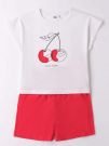 COMPLETO T-SHIRT CON SHORT IDO RAGAZZA BIANCO-ROSSO