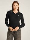MAGLIONCINO POLO A COSTE TOMMY HILFIGER DA DONNA NERO