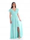 VESTITO CON MANICHE VOLANT ARTIGLI DONNA ACQUAMARINA