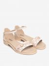 SANDALO BASSO CON FASCIA MONOGRAMMA NERO GIARDINI DONNA BEIGE