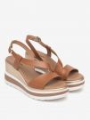 SANDALO CON ZEPPA NERO GIARDINI DONNA COGNAC