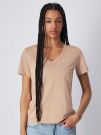 T-SHIRT SCOLLO A V CHAMPION DA DONNA BEIGE