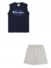 COMPLETO T-SHIRT E SHORT CHAMPION BAMBINO BLU-GRIGIO