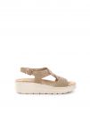 SANDALO CON ZEPPA E STRASS VALLEVERDE DONNA BEIGE