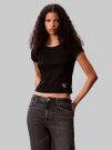 T-SHIRT A COSTINE ELASTICIZZATA CALVIN KLEIN JEANS DONNA NERO