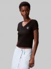 T-SHIRT A COSTINE SCOLLO A V CALVIN KLEIN JEAND DONNA NERO