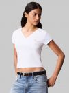 T-SHIRT A COSTINE SCOLLO A V CALVIN KLEIN JEAND DONNA BIANCO