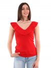 TOP A COSTINE CON VOLANT PEPE JEANS DONNA ROSSO