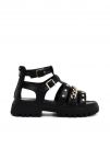 SANDALO ALTO CON STRASS E CATENA ASSO BAMBINA NERO