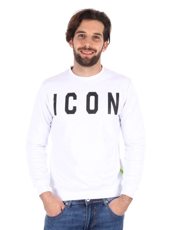 FELPA BASIC CON MAXI LOGO ICON UOMO BIANCO