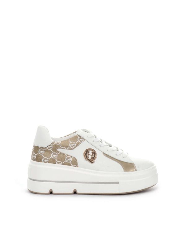 SNEAKERS CON PLATFORM QUEEN HELENA DONNA BIANCO ORO