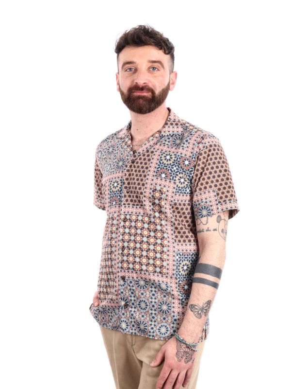 CAMICIA FB  A MANICHE CORTE DA UOMO - FANTASIA