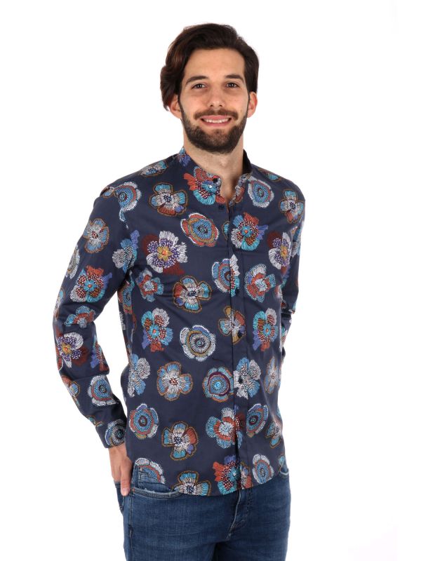 CAMICIA COLLETTO COREANO FB UOMO BLU
