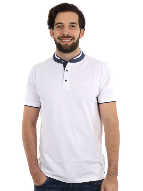 POLO CON COLLO ALLA COREANA YES ZEE UOMO BIANCO