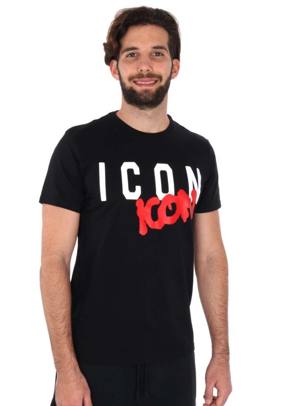T-SHIRT LOGO SPRAY ICON UOMO NERO