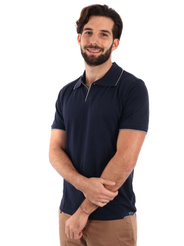 POLO SCOLLO A V YES ZEE UOMO BLU