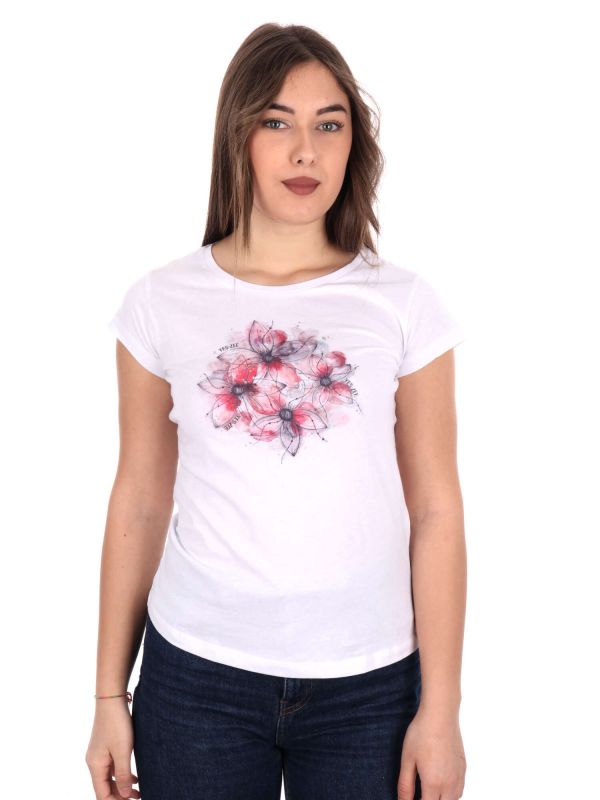 T-SHIRT CON STAMPA YES ZEE DONNA BIANCO