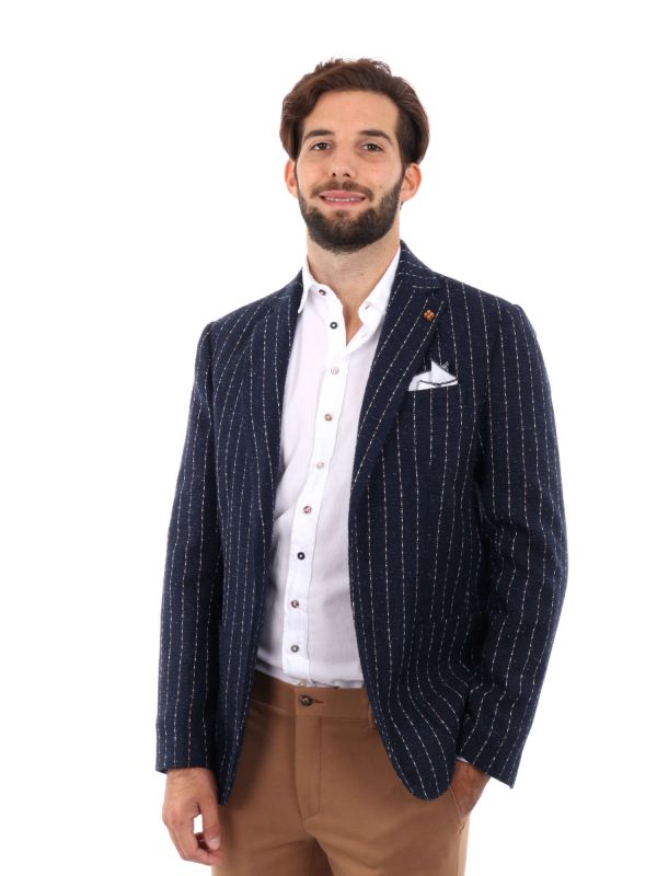 GIACCA A RIGHE FB UOMO BLU
