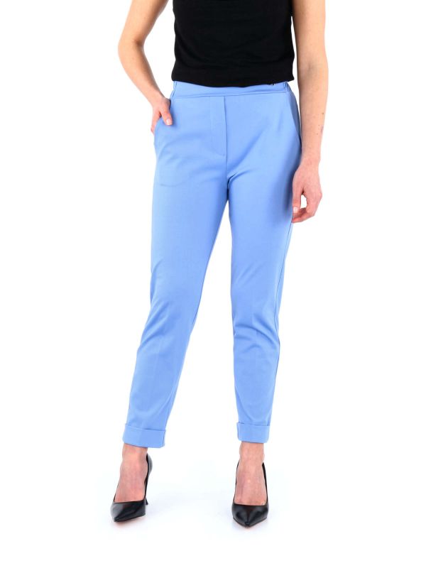 PANTALONE RISVOLTO ARTIGLI DONNA CELESTE