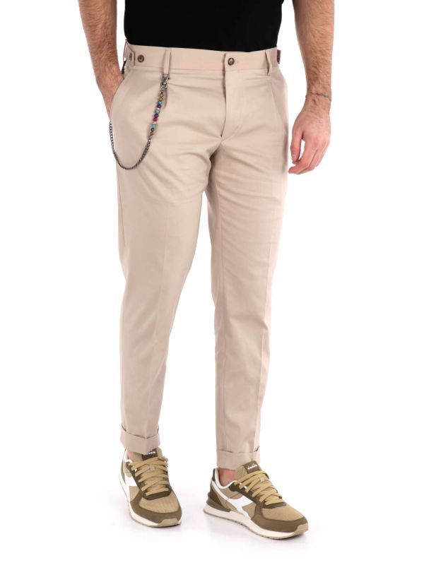 PANTALONE CON PENCES FB UOMO BEIGE