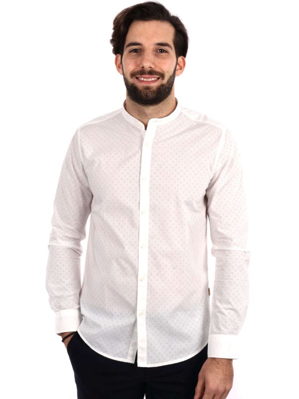 CAMICIA TRAFORATA COLLO COREANO GIANNI LUPO UOMO BIANCO