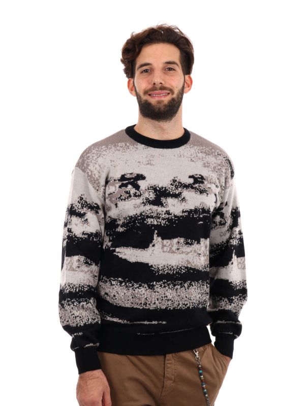 MAGLIONE ASTRATTO GIANNI LUPO UOMO NERO