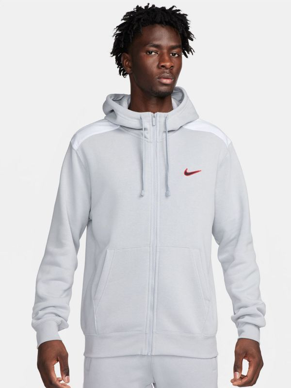 NIKE NSW SP FLC FZ - GRIGIO-BIANCO