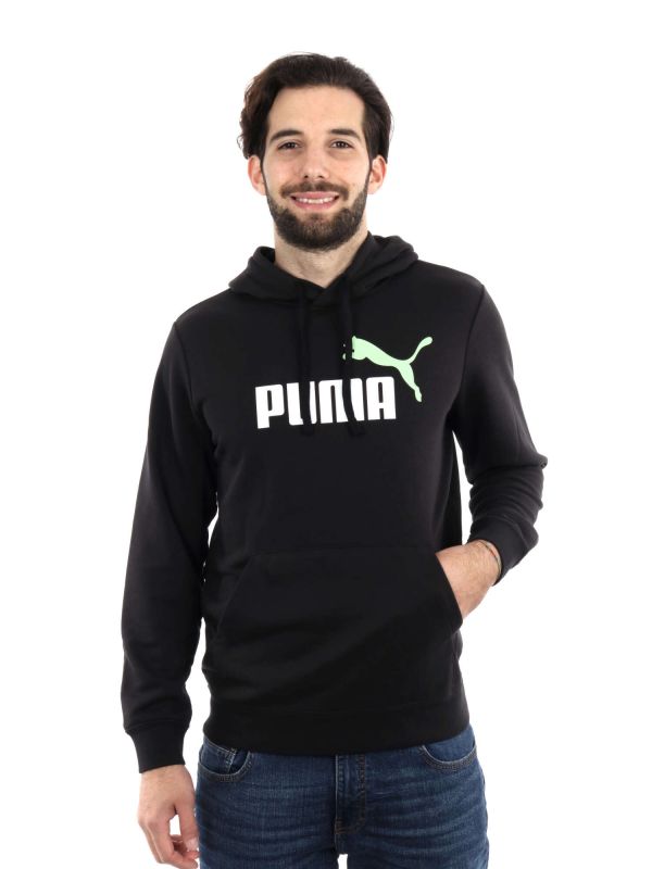 FELPA CON CAPPUCCIO PUMA UOMO NERO-VERDE