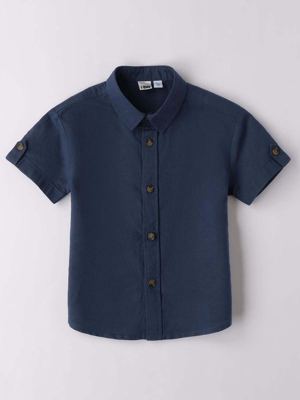 CAMICIA CORTA IN LINO IDO BAMBINO BLU