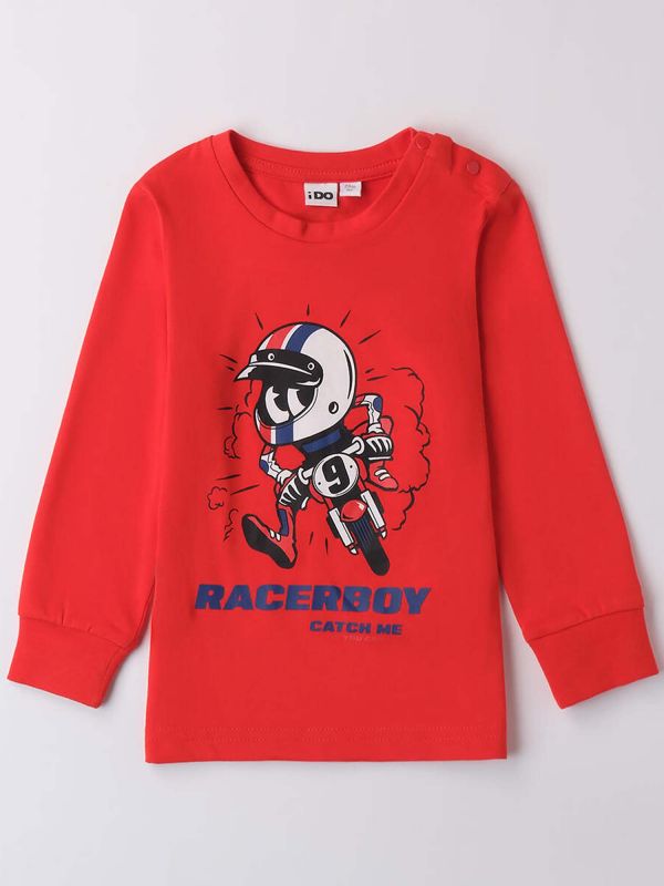 T-SHIRT MANICHE LUNGHE CON STAMPA IDO BAMBINO ROSSO