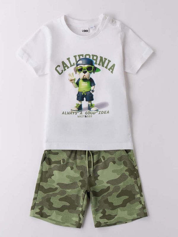 T-SHIRT CON BERMUDA IDO BAMBINO BIANCO-VERDE