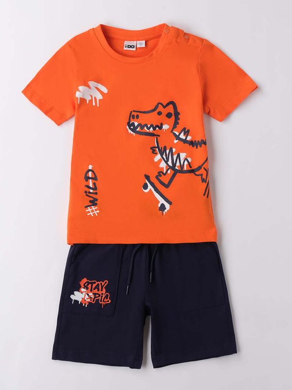 T-SHIRT CON BERMUDA IDO BAMBINO ARANCIO-BLU