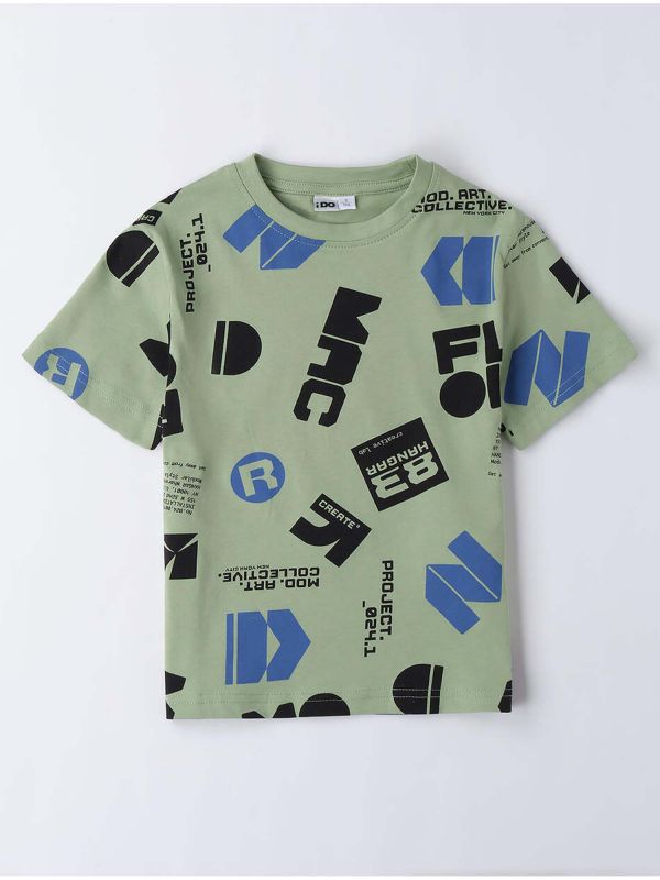 T-SHIRT CON STAMPA IDO RAGAZZO VERDE