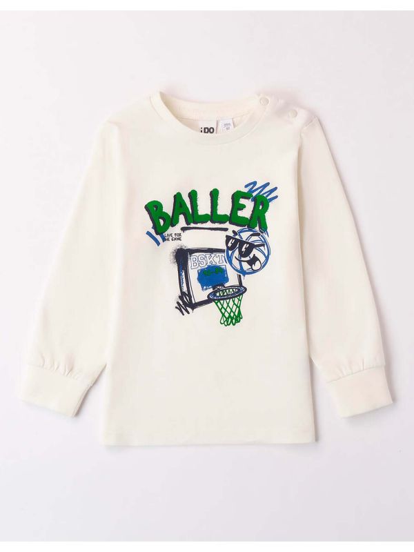 T-SHIRT BASKET IDO BAMBINO BIANCO