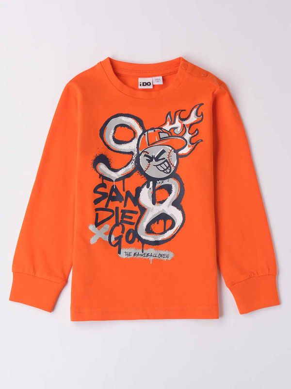 T-SHIRT MANICHE LUNGHE CON STAMPA IDO BAMBINO ARANCIO