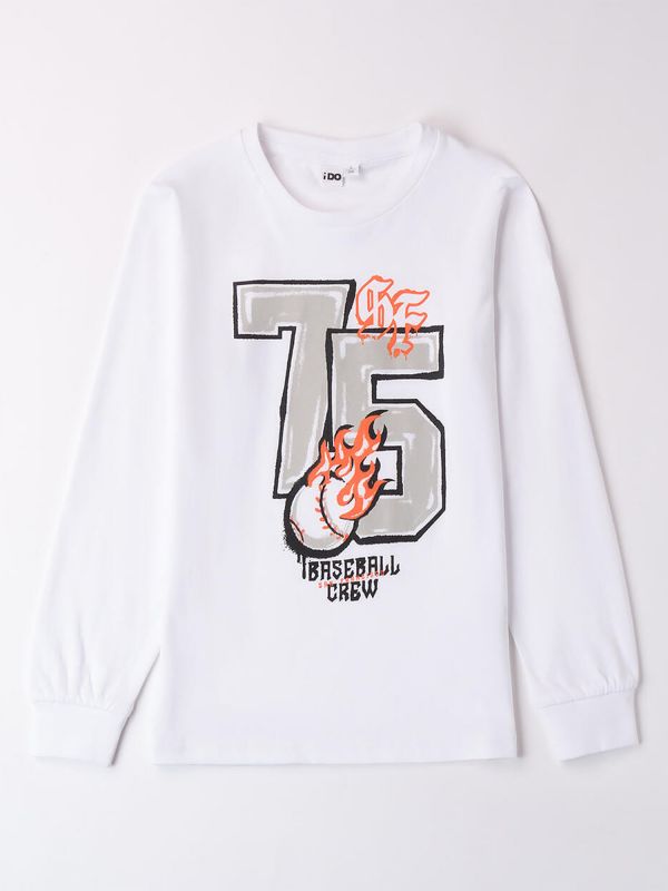 T-SHIRT MANICHE LUNGHE CON STAMPA IDO BAMBINO BIANCO