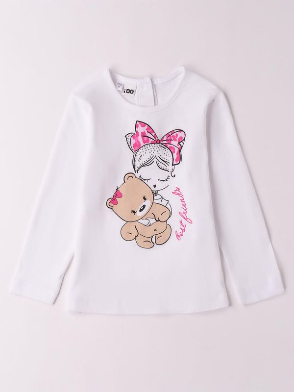 T-SHIRT CON STAMPA E STRASS IDO BAMBINA BIANCO