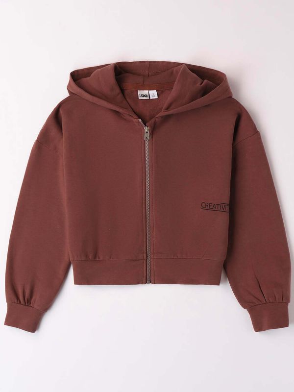 FELPA CON ZIP IDO BAMBINA MARRONE 