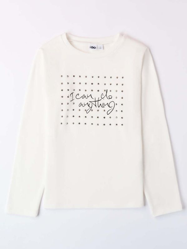 T-SHIRT MANICHE LUNGHE CON BORCHIE IDO RAGAZZA BIANCO