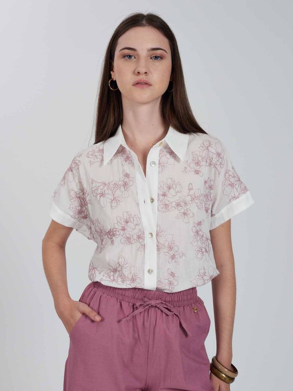 CAMICIA CON RICAMO YES ZEE DONNA BIANCO