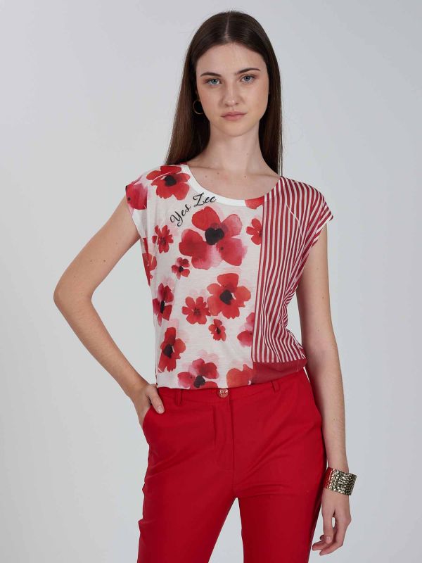 T-SHIRT CON STAMPA YES ZEE DONNA ROSSO