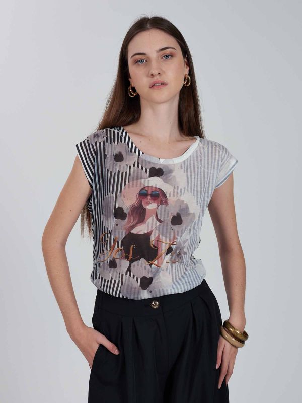 T-SHIRT CON STAMPA YES ZEE DONNA NERO