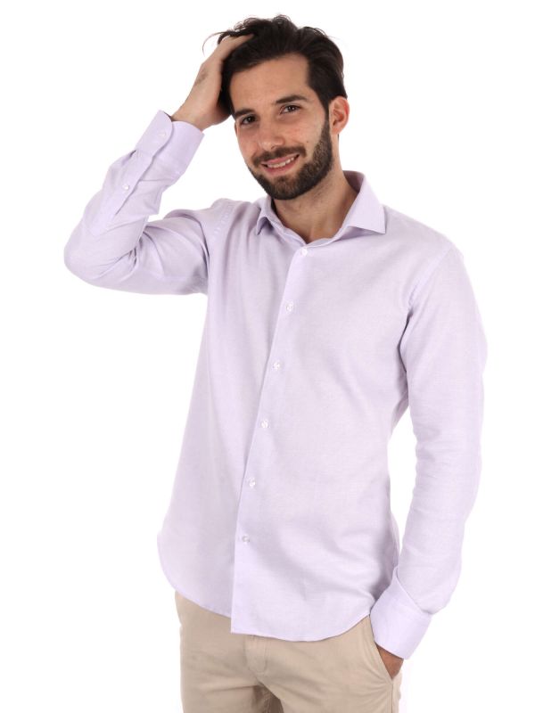 CAMICIA COTONE JAQUARD FB UOMO LILLA