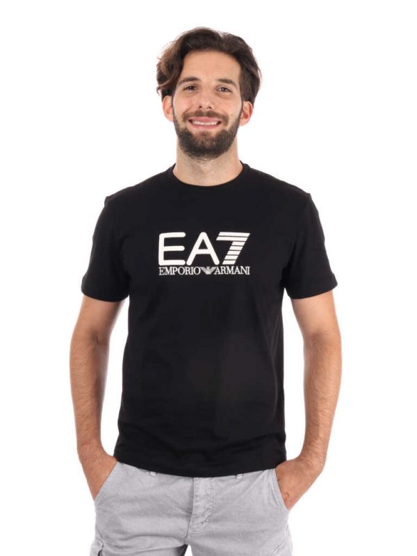 T-SHIRT GIROCOLLO TRAIN VISIBILITY EA7 EMPORIO ARMANI NERO BEIGE