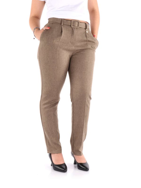 PANTALONE CON CINTURA ARTIGLI DONNA TORTORA