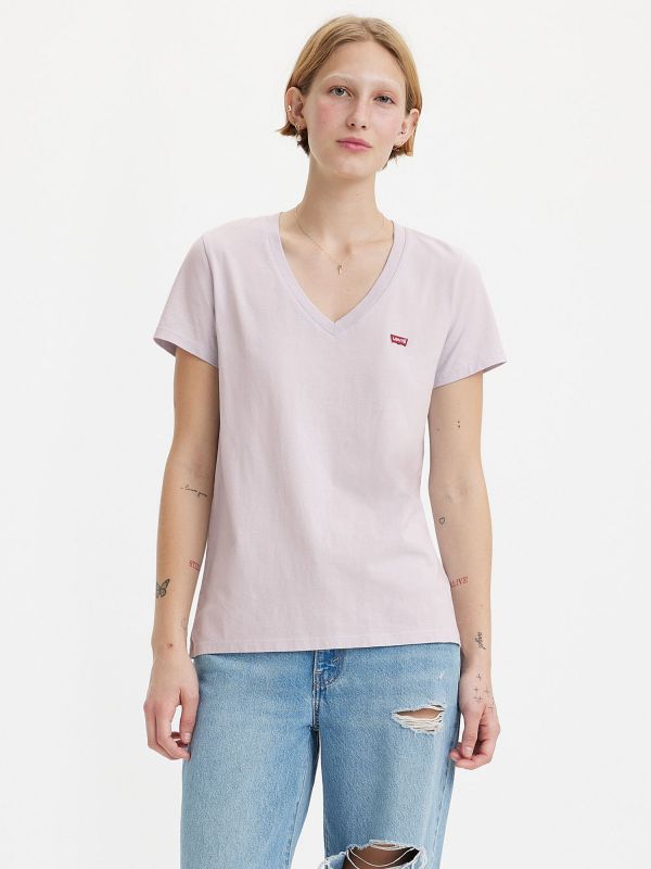 T-SHIRT DA DONNA LEVI'S CON SCOLLO A V - MALVA