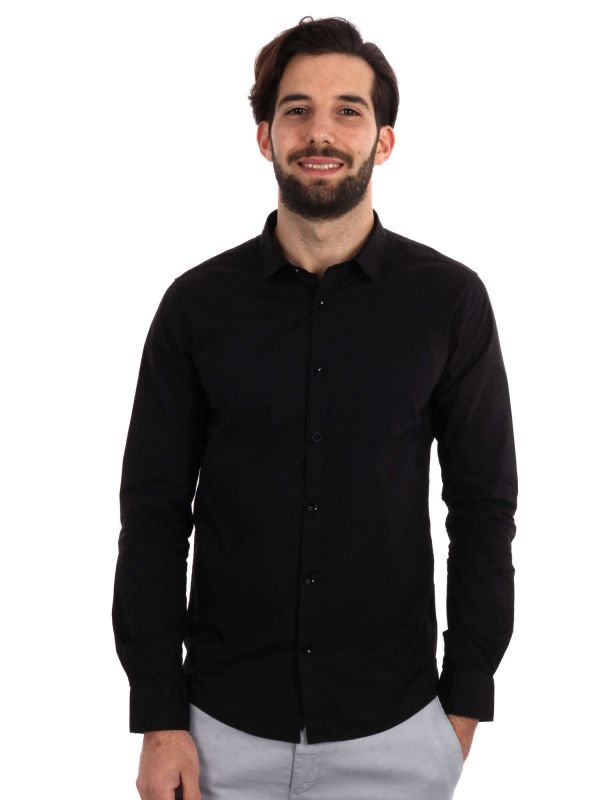 CAMICIA TRAFORATA GIANNI LUPO UOMO NERO