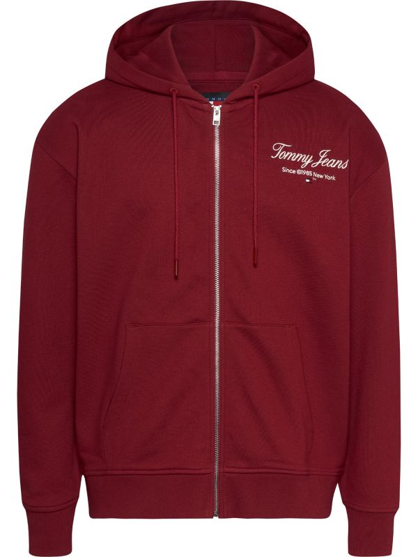 FELPA UOMO CON CAPPUCCIO E ZIP REGULAR TOMMY JEANS - ROSSO