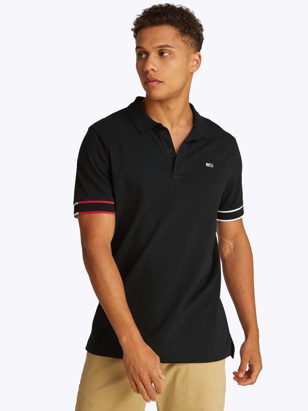 POLO SLIM FLAG TOMMY JEANS UOMO NERO